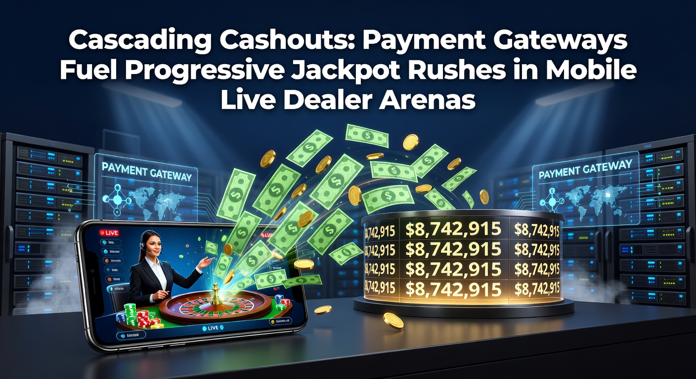 Vibrant mobile screen showing a progressive jackpot payout cascading through a live dealer blackjack table, with payment gateway icons flashing in the background