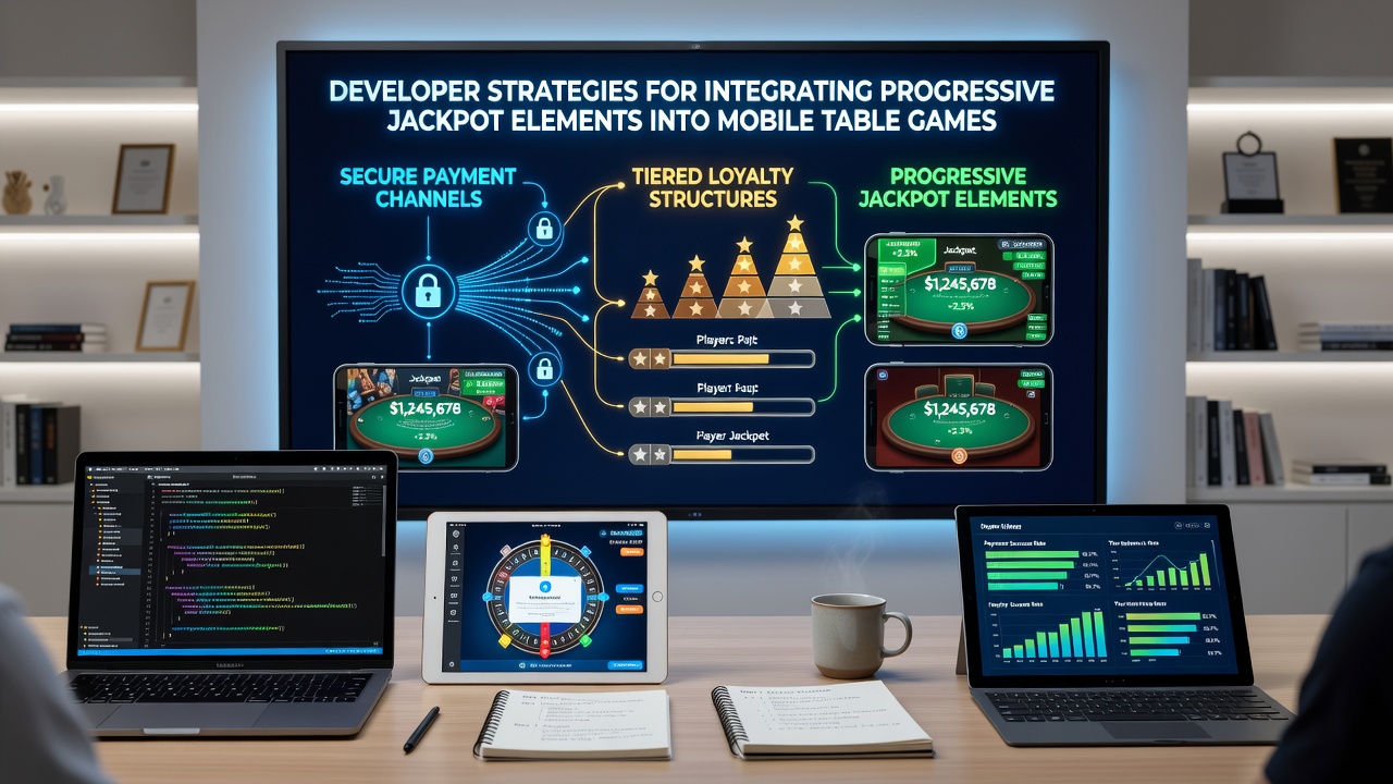 Mobile table game interface showing progressive jackpot meter integrated with blackjack and roulette options