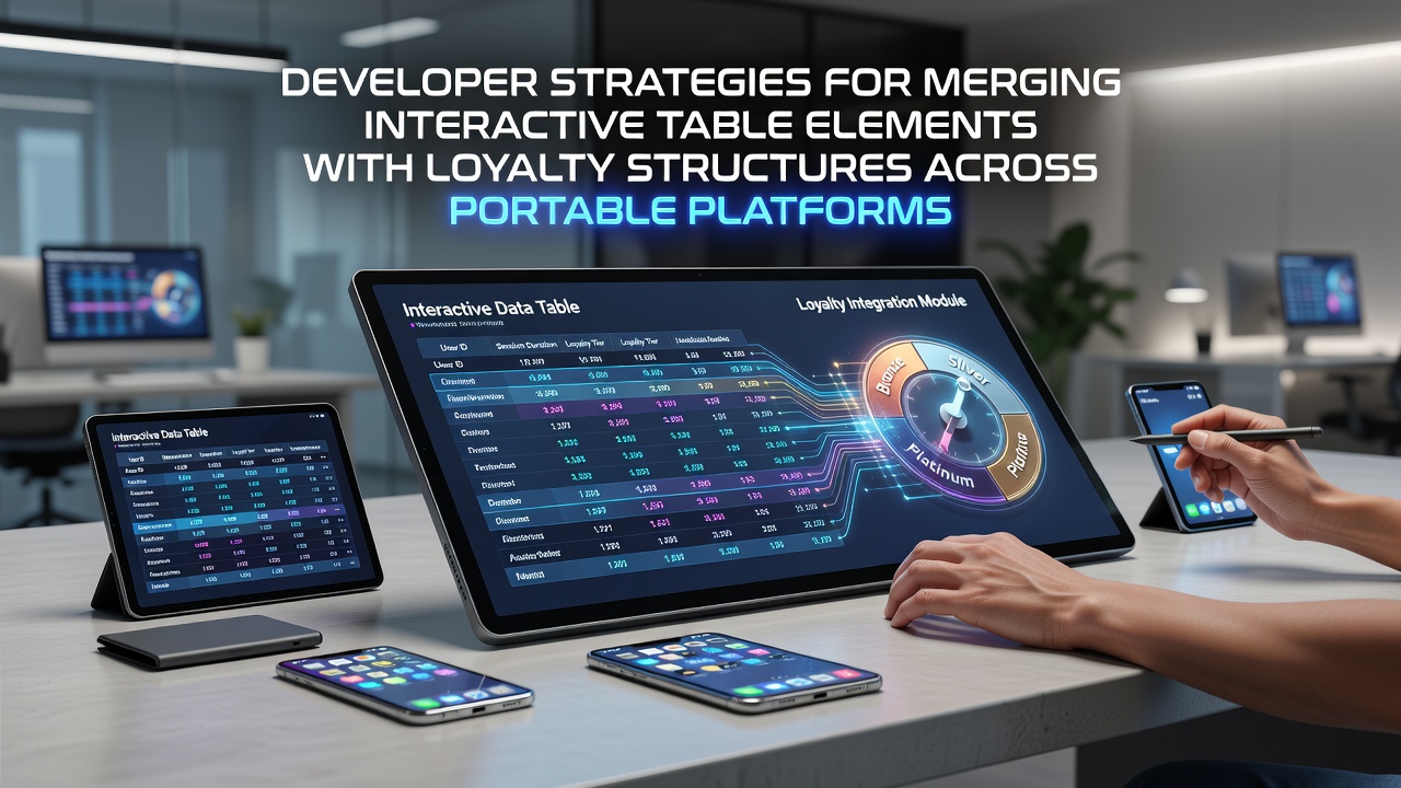 Developers reviewing code for mobile table game integrations with loyalty features on multiple devices
