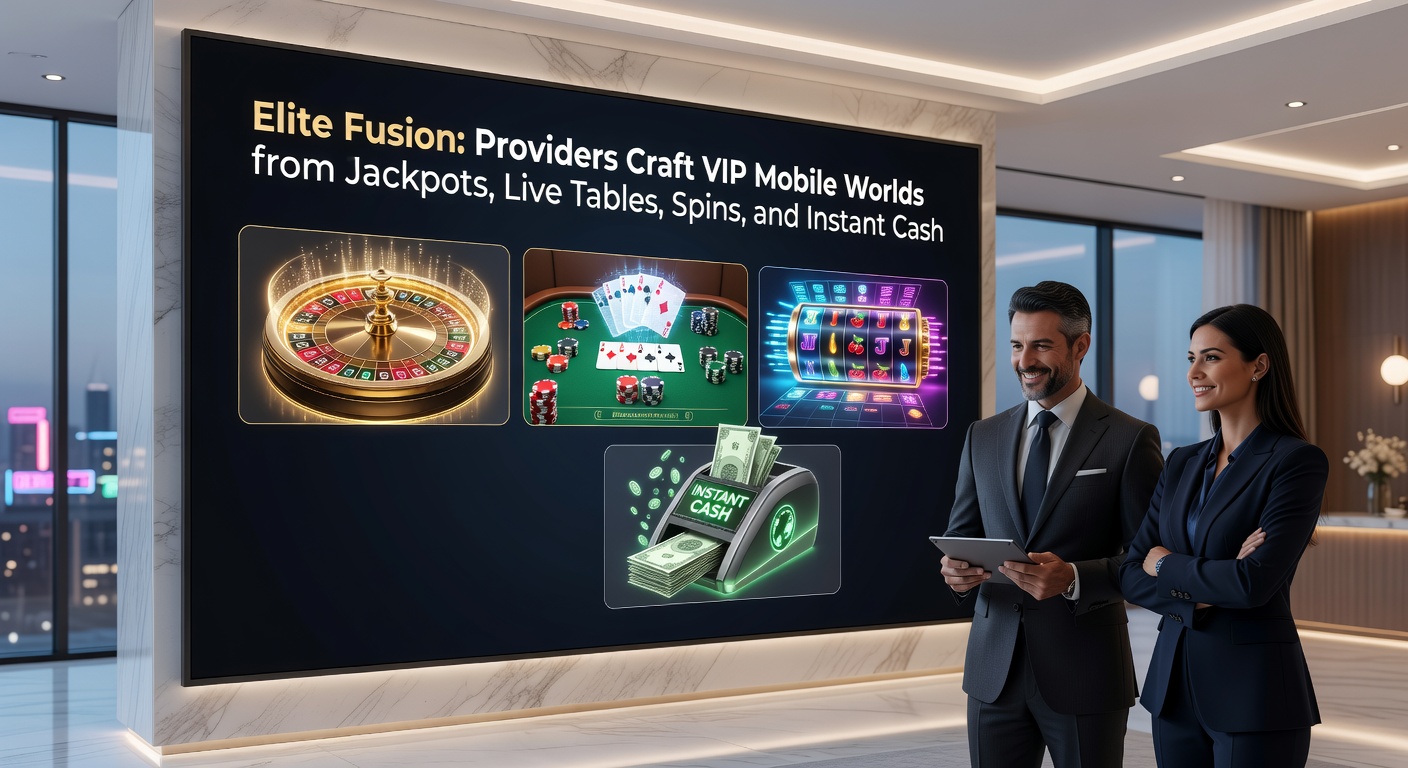 Dynamic split-view of a VIP mobile app displaying live roulette dealer, progressive jackpot counter, spinning reels, and instant payout notification overlay