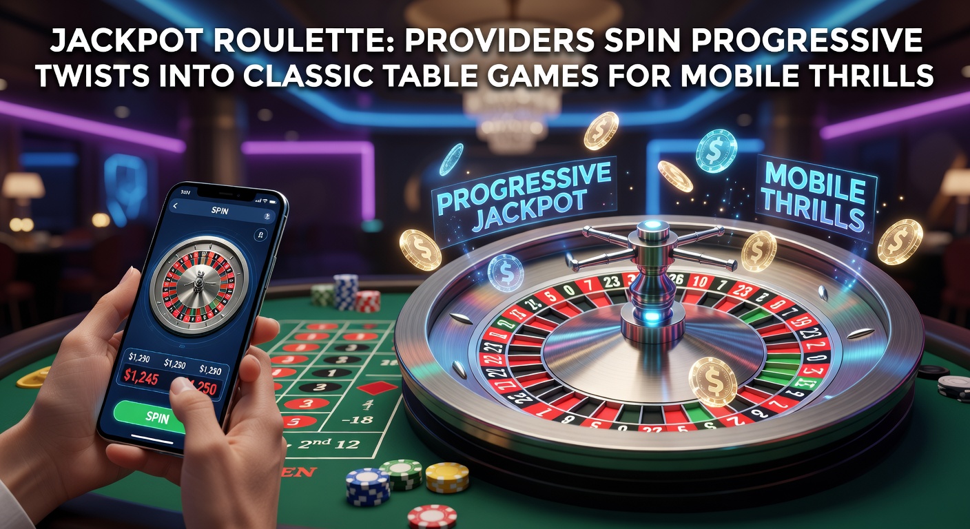 Mobile phone screen showing live jackpot roulette with rising progressive meters and dealer interaction