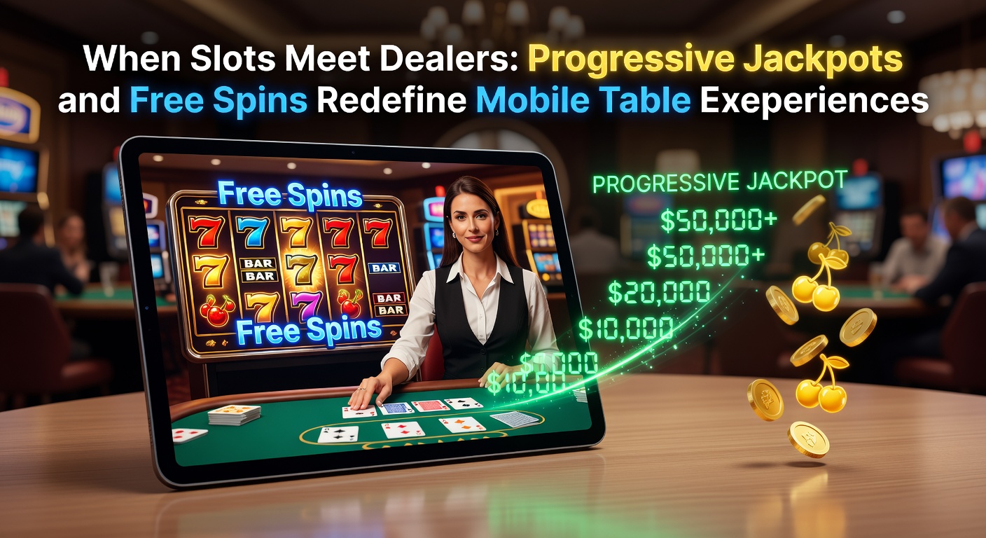Close-up of a smartphone displaying a hybrid blackjack game with a live dealer, progressive jackpot ticker climbing, and free spin bonus activating mid-hand